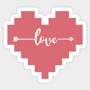 Pixel heart love. Valentines Day Sticker